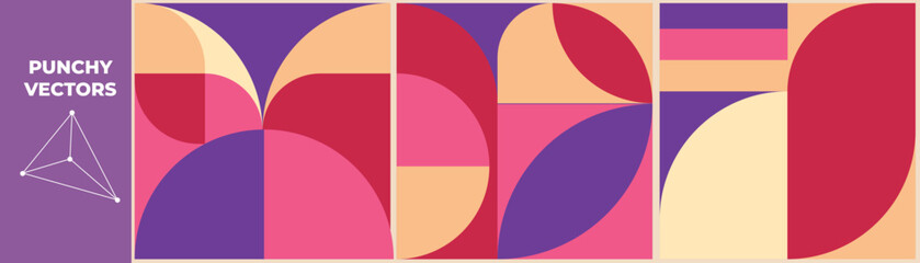 Patterns and abstract design. Punchy vector set concept. Colored flat graphic vector illustration isolated.