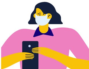 people in mask flat illustration