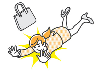 転倒する若い女性会社員