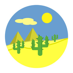 vector sticker with desert and cactus