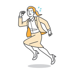 走るスーツ姿のビジネスウーマン