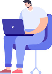 Fototapeta na wymiar Man working Laptop flat illustration