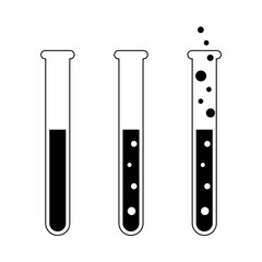 Test tube set black white flat design icon - vector illustration