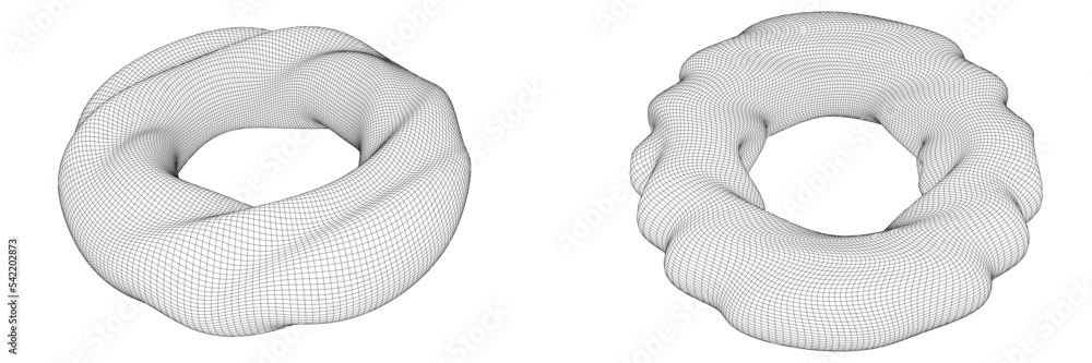 Poster a set of vector distorted rings. abstract illustration isolated on a white background. a framework o