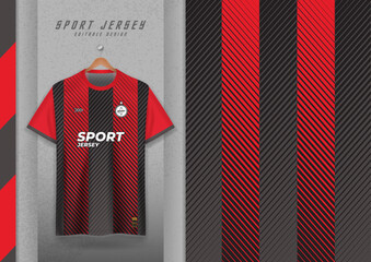 Fabric pattern design for sports t-shirts, soccer jerseys, running jerseys, jerseys, workout jerseys, red and black stripes.