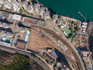 Top down of Hong Kong city