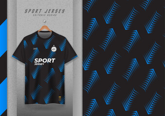 Fabric pattern design for sports t-shirts, soccer jerseys, running jerseys, jerseys, workout jerseys. black with blue stripes