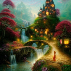 Beautiful Fairies and Elves village fantasyland