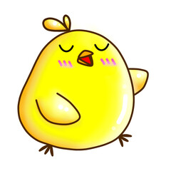 Cute yellow cartoon chick.