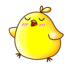 Cute yellow cartoon chick.