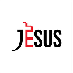 Jesus letter with cross logo design illustration. Isolated on a white background.