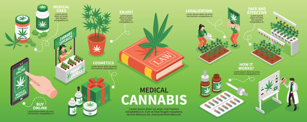 Medical Cannabis Isometric Infographics