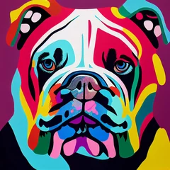 Fotobehang colorful close up english bulldog on pop art style © rufous