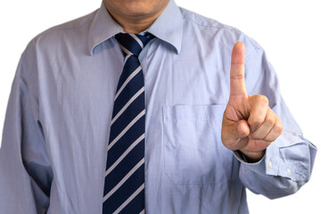 人差し指を立てるビジネスマン