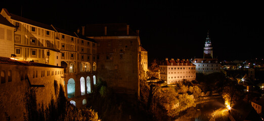 Fototapeta na wymiar night view to Cesky Krumlov castle - Czech republic