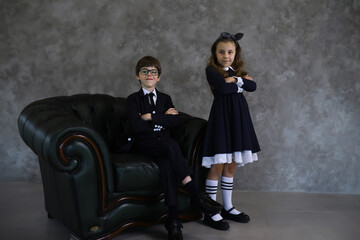 Uniformed schoolchildren posing for the camera