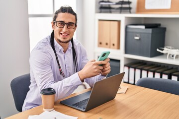 Young man business worker using smartphone working at office