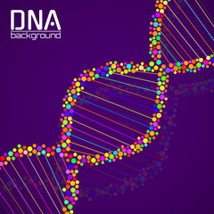 Abstract spiral of DNA, colorful molecule structure, science concept