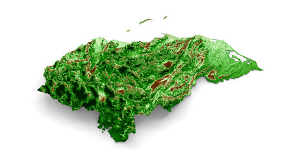 Honduras Topographic Map 3d realistic map Color 3d illustration