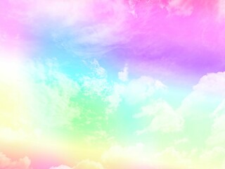 beauty sweet pastel yellow violet   colorful with fluffy clouds on sky. multi color rainbow image. abstract fantasy growing lights