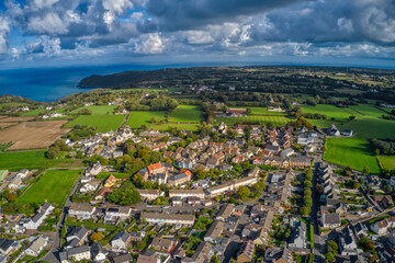 Fototapeta na wymiar Aerial View of the small Village of St. Johns Church in Jersey