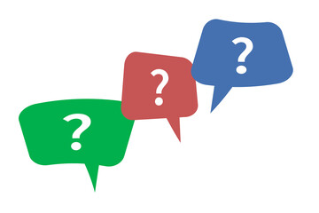 Speech bubbles, message boxes with question marks icon