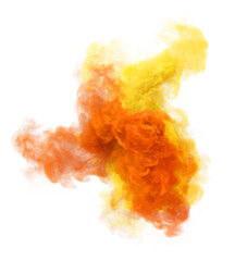 Yellow and orange puff of smoke. 3D mistery and dangerous fog texture