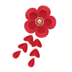  	梅の花のつまみ細工のイラスト