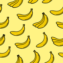 Hand drawn banana seamless pattern