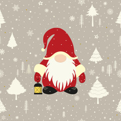 Greeting card with cute little Christmas gnome - 542216893