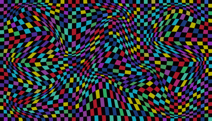 Checkered background with distorted squares