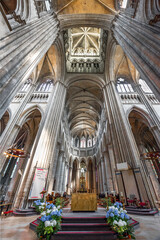 Interior fragment in the city cathedral of Rouen, Normandy, France