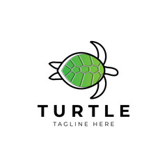 Obraz premium Simple Line Art Turtle Logo Template