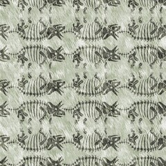 Hand drawn triceratops fossil bones dinosaur seamless pattern. Gender Neutral Jurassic silhouette. Home decor for museum, excintion and textile design.  © Leah
