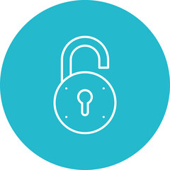 Open Lock Multicolor Circle Line Inverted Icon