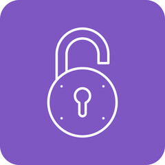 Open Lock Multicolor Round Corner Line Inverted Icon
