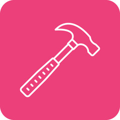 Hammer Multicolor Round Corner Line Inverted Icon