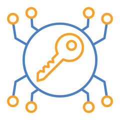 Key Encryption Blue And Orange Line Icon