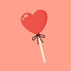Fototapeta na wymiar Heart stick vector. Lollipop on a stick in the shape of a heart.