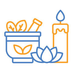 Mortar Blue And Orange Line Icon