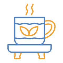 Herbal Tea Blue And Orange Line Icon