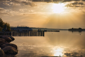 Markkleeberger See, Sonnenaufgang, Strandbad, Strand am Markkleeberger See, Markkleeberg bei...
