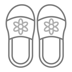 Slippers Greyscale Line Icon