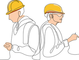 construction manager and engineer working on building site. Vector illustration