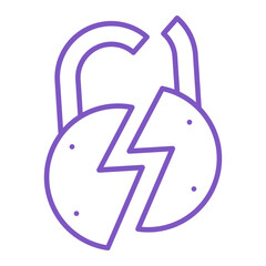 Broken Lock Multicolor Line Icon