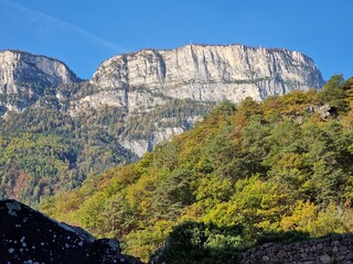 Mountain trail for hikers in Eppan in South Tyrol, Italy.