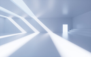 White abstract geometric architecture, Interior geometry scene, 3d rendering.