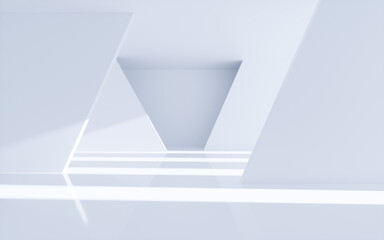 White abstract geometric architecture, Interior geometry scene, 3d rendering.