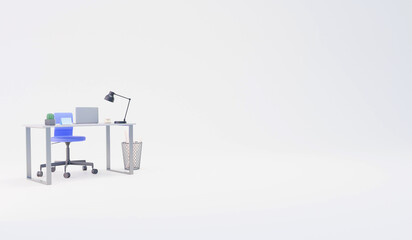 3d render of a office table and office setup on isolated background