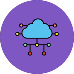 Cloud Computing Multicolor Circle Filled Line Icon
